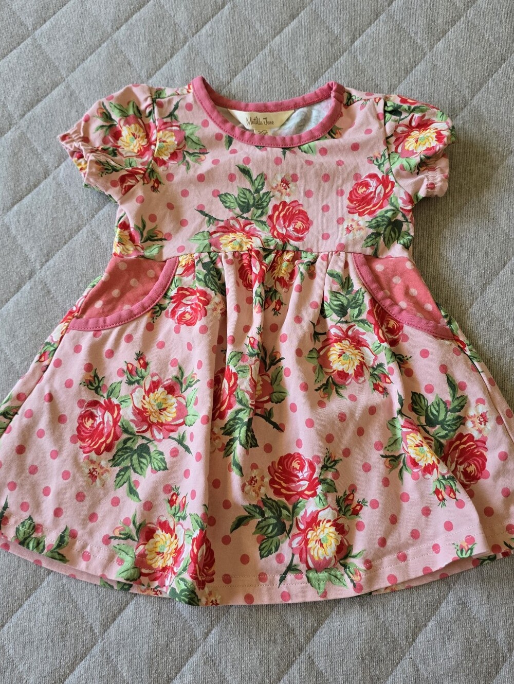 Matilda Jane Pretty in Pink Dress Brilliant Daydream Floral Dot Size 6-12 months